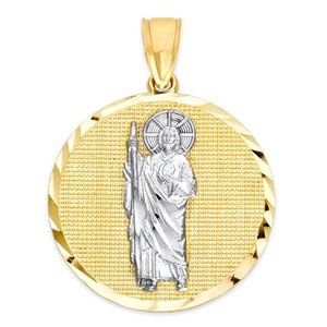 10k Gold Big St Jude Pendant, Saint Jude Jewelry